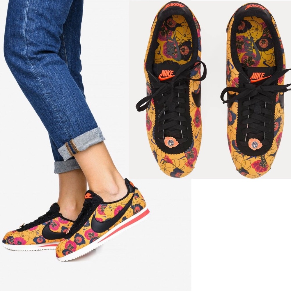 🆕Nike Classic Cortez LX Gold/Floral Sneakers - Picture 7 of 8